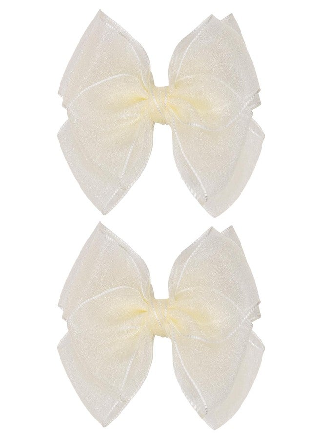 Zolyco 4.5-Inch Hair Bows Organza Alligator Clips Delicate Double Luster Sheer Mesh Hair Accessories for Girls, Toddler, Kids and Women Birthday Wedding Christmas Occasions- Set of 2 - Image 1